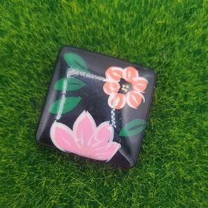 Floral Black Square Cabochon For Jewelry Making Overflow‎